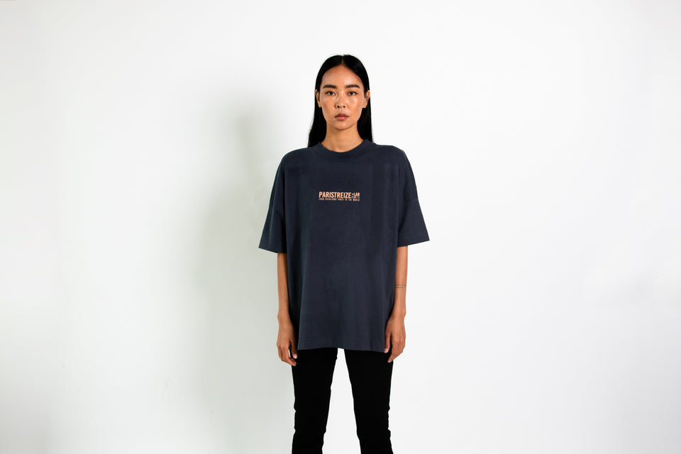 tee shirt oversize femme bleu gris de face - PARISTREIZELAB