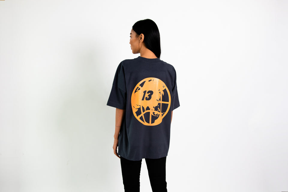 tee shirt oversize femme bleu gris de dos - PARISTREIZELAB