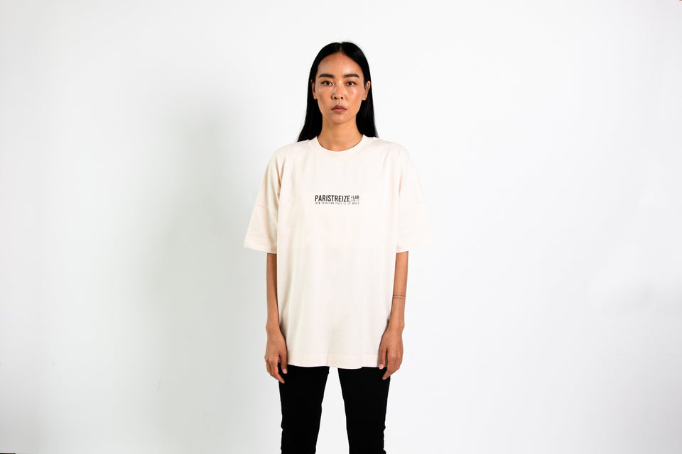 tee shirt oversize femme white de face - PARISTREIZELAB