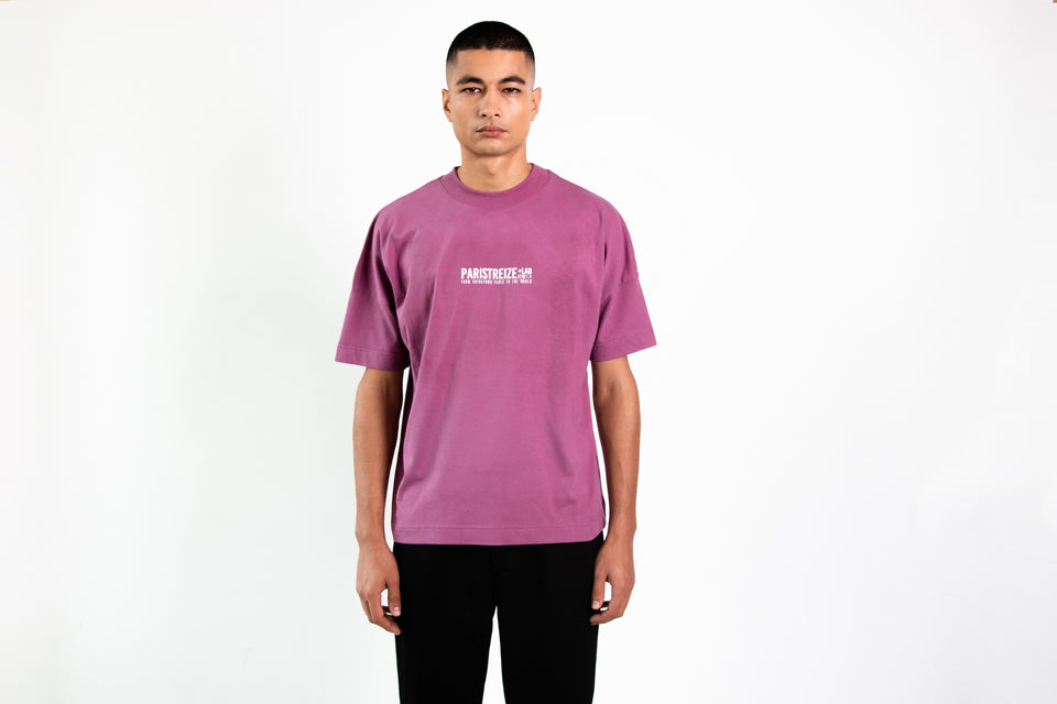 tee shirt oversize homme violet de face - PARISTREIZELAB